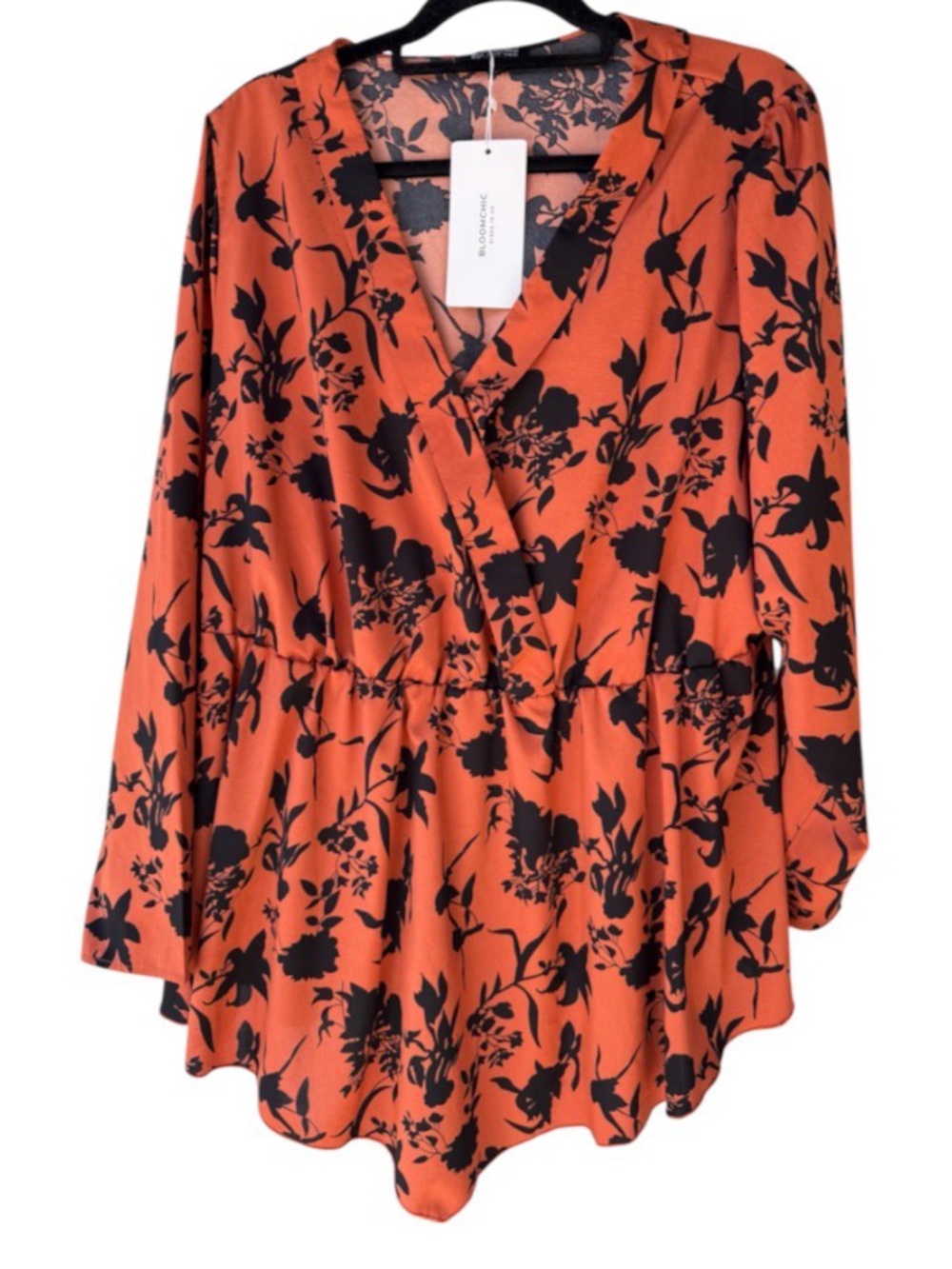 Bloom Chic Women's Rust Orange Floral orange Blouse sz 22/24
